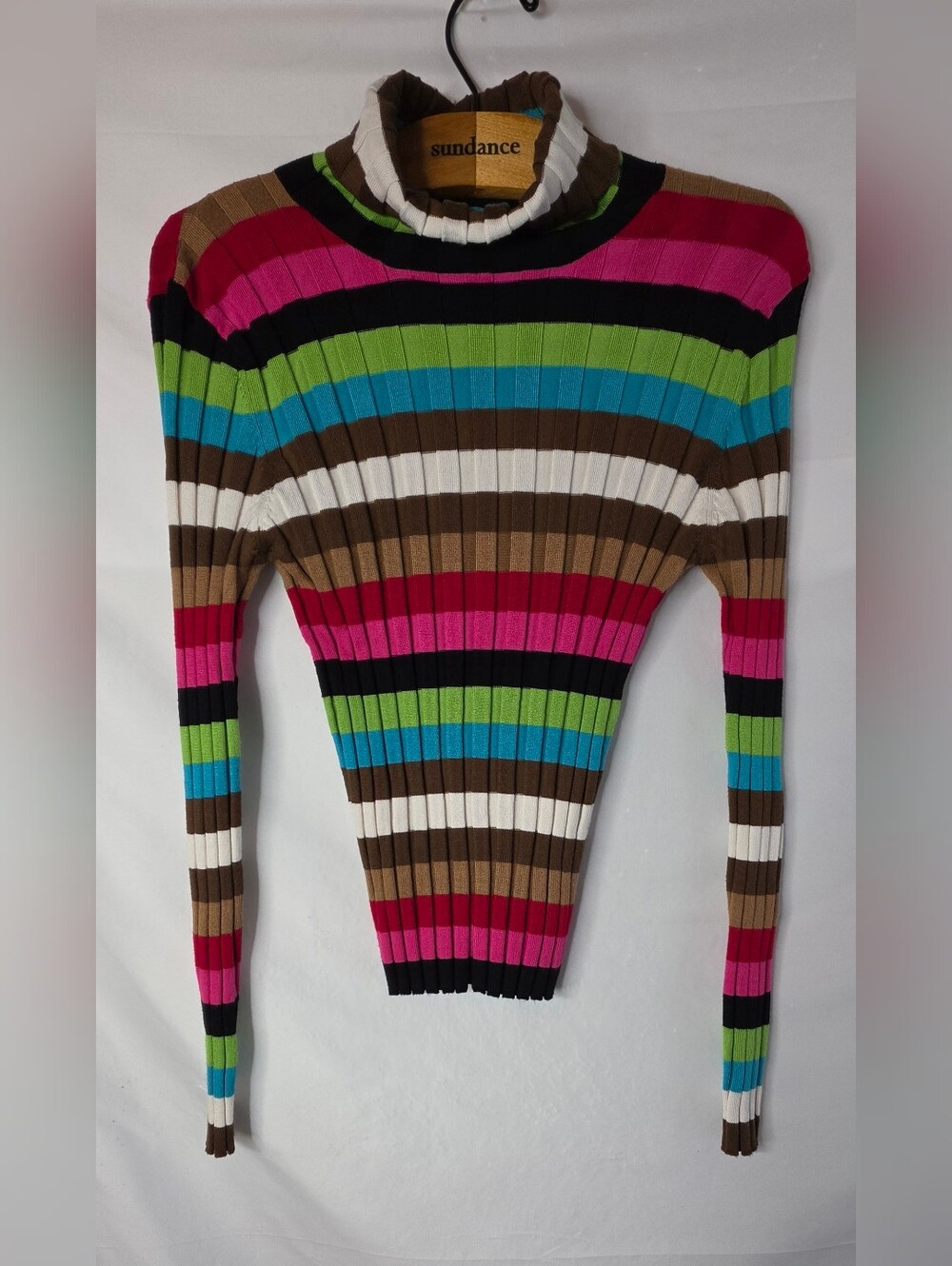 JW Div of Junction West Vintage Y2K Multi Striped Ribbed Turtleneck Sweater M